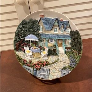 HOME DECOR SALE!  Vivid & adorable victorian house & garden decorative plate